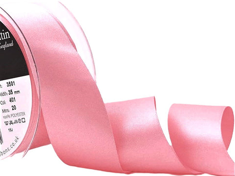 R3821 35mm Dark Rose Pink Double Face Satin Ribbon by Berisfords