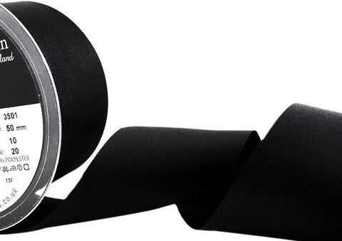 R3824 50mm Black Double Face Satin Ribbon by Berisfords