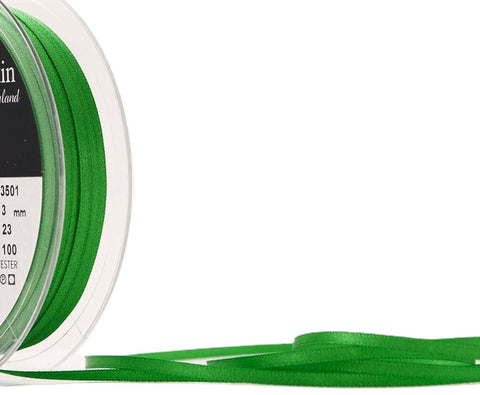 R4011 3mm Emerald Green Double Face Satin Ribbon by Berisfords