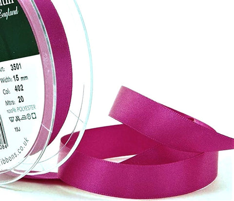 R4148 15mm Fuchsia Pink Double Face Satin Ribbon by Berisfords