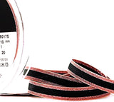 R4301 10mm Pink Metallic-Black Polyester Stripe Ribbon by Berisfords