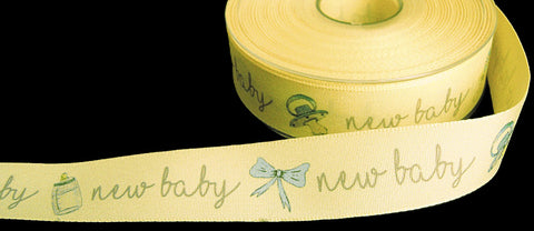 R4331 25mm Primrose Rustic Taffeta Baby Theme Print Ribbon, Berisfords