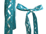 R5067 14mm Silver Grey and Turquoise Blue Woven Jacquard Ribbon