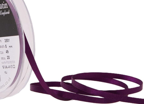 R5334 5mm Plum Double Face Satin Ribbon by Berisfords