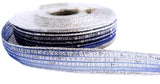 R5702 15mm Royal Blue Sheer-Metallic Silver Stripe Ribbon by Berisfords