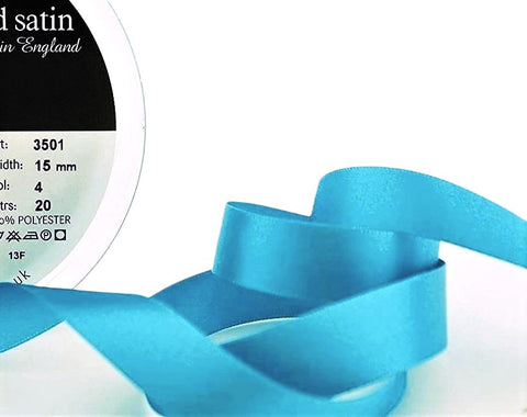 R5766 15mm Peacock Blue Double Face Satin Ribbon by Berisfords