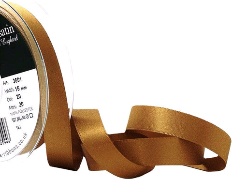 R5779 15mm Old Gold Double Face Satin Ribbon by Berisfords