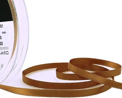 R5820 3mm Old Gold Double Face Satin Ribbon by Berisfords