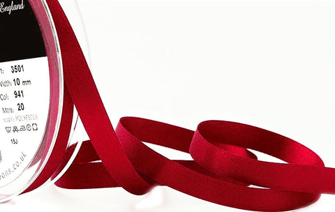 R5910 10mm Cardinal Red Double Face Satin Ribbon by Berisfords