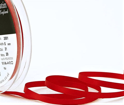 R6000 5mm Poppy Red Double Face Satin Ribbon by Berisfords