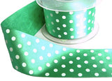 R6362 50mm Parkeet Green Polka Dot Print Satin Ribbon by Berisfords