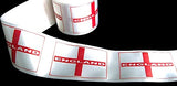 R6363 50mm White Satin Ribbon with an England Flag Design