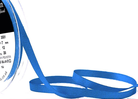 R6437 7mm Royal Blue Double Face Satin Ribbon by Berisfords