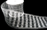 R6854 65mm Silver Metallic Mesh Check Ribbon by Berisfords