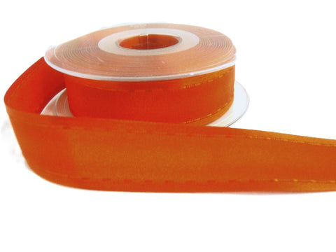 R6938 25mm Orange Satin-Taffeta Retro Stitch Ribbon by Berisfords