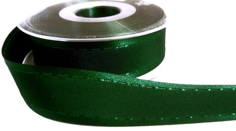 R6958 25mm Hunter Green Satin-Taffeta Retro Stitch Ribbon, Berisfords