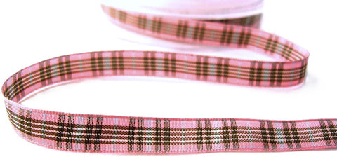 R6967 10mm Pinks and Browns Berry Tartan Ribbon by Berisfords