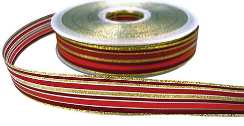 R7057 16mm Burg-Red-Orange-Gold Solid-Sheer Stripe Ribbon, Berisfords