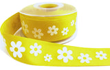 R7217 15mm Brown-White Daisy Printed Cotton Ribbon Tape, Berisfords