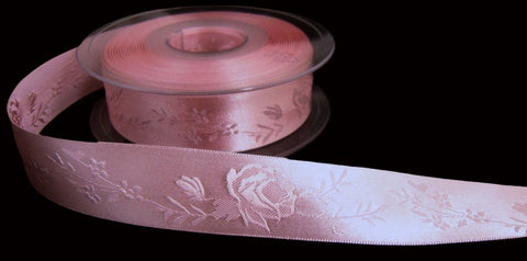 R7289 25mm Pink Azalea Satin-Tonal Woven Rose Ribbon, Berisfords