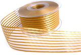 R7488 40mm Honey Gold Satin-Sheer Stripe Ribbon by Berisfords