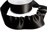 R7566 40mm Black Double Satin Ribbon with a Gather Stitch Edge