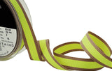 R7707 15mm Neon Yellow Grosgrain-Oatmeal Edge Ribbon by Berisfords