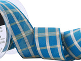 R7730 25mm Malibu Blue Regal Tartan Check Ribbon by Berisfords