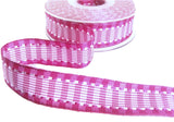 R7752 25mm Pink-White Silk Stitch Gingham Check Ribbon by Berisfords