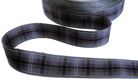 R7785 16mm Grey-Black-Purple-Lilac Polyester Tartan Ribbon, Berisfords