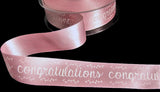 R7863 25mm Pale Pink Congratulations Print Satin Ribbon, Berisfords