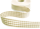 R7962 25mm Oatmeal-Ivory Rustic Polyester Gingham Ribbon by Berisfords