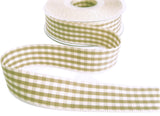 R7962 25mm Oatmeal-Ivory Rustic Polyester Gingham Ribbon by Berisfords
