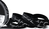 R8321 16mm Black Grosgrain Ribbon-Wrapped with love Print, Berisfords