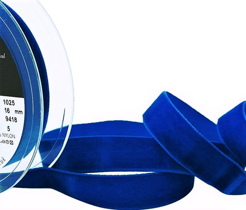 R8466 16mm Royal Blue Nylon Velvet Ribbon by Berisfords