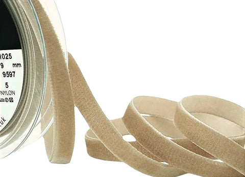 R8595 9mm Earth (Beige) Nylon Velvet Ribbon by Berisfords