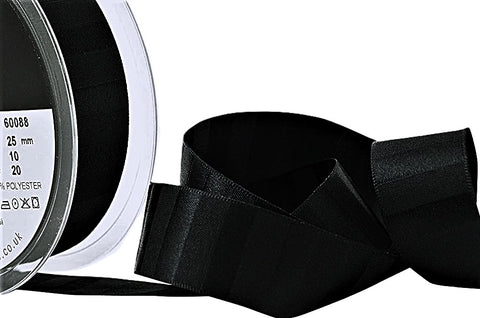 R8619 25mm Black Double Face Satin Tiger Stripe Ribbon by Berisfords