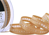 R8636 15mm Honey Gold Grosgrain-Sheer Centre Ladder Ribbon, Berisfords