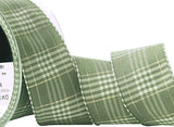 R8638 40mm Cloud Green Vintage Style Rustic Plaid Ribbon by Berisfords