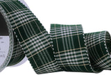 R8651 40mm Cedar Green Vintage Style Rustic Plaid Ribbon by Berisfords