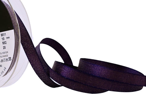 R8662 10mm Liberty Purple-Metallic Gold Glitter Satin Ribbon, Berisfords