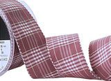 R8687 25mm Dusky Pink Vintage Style Rustic Plaid Ribbon by Berisfords