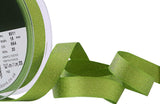 R8714 15mm Meadow Green-Metallic Gold Glitter Satin Ribbon, Berisfords