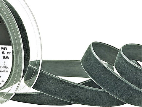 R8807 16mm Gris-Fonce (Blue Grey) Nylon Velvet Ribbon by Berisfords