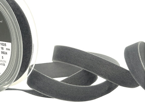 R8826 16mm Dolphin Grey Nylon Velvet Ribbon by Berisfords