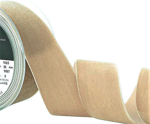 R8885 36mm Earth (Beige) Nylon Velvet Ribbon by Berisfords