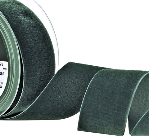 R8927 50mm Gris-Fonce (Blue Grey) Nylon Velvet Ribbon by Berisfords