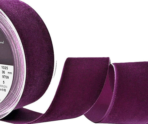 R8953 36mm Fuchsia (Purple) Nylon Velvet Ribbon by Berisfords