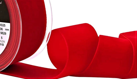 R8996 36mm Red Nylon Velvet Ribbon by Berisfords