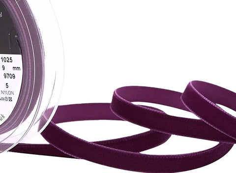 R9060 9mm Fuchsia (Purple) Nylon Velvet Ribbon by Berisfords